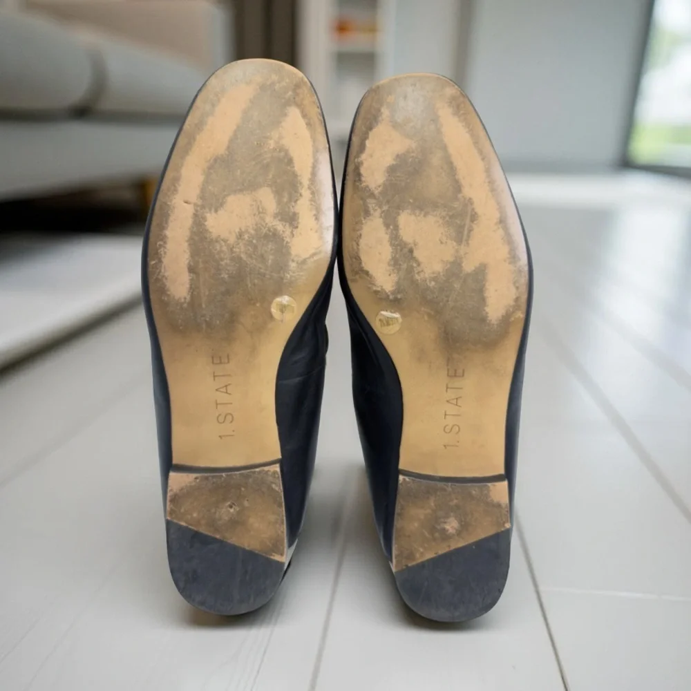 1. State Women's Black and Gold Leather Flats Size 7.5